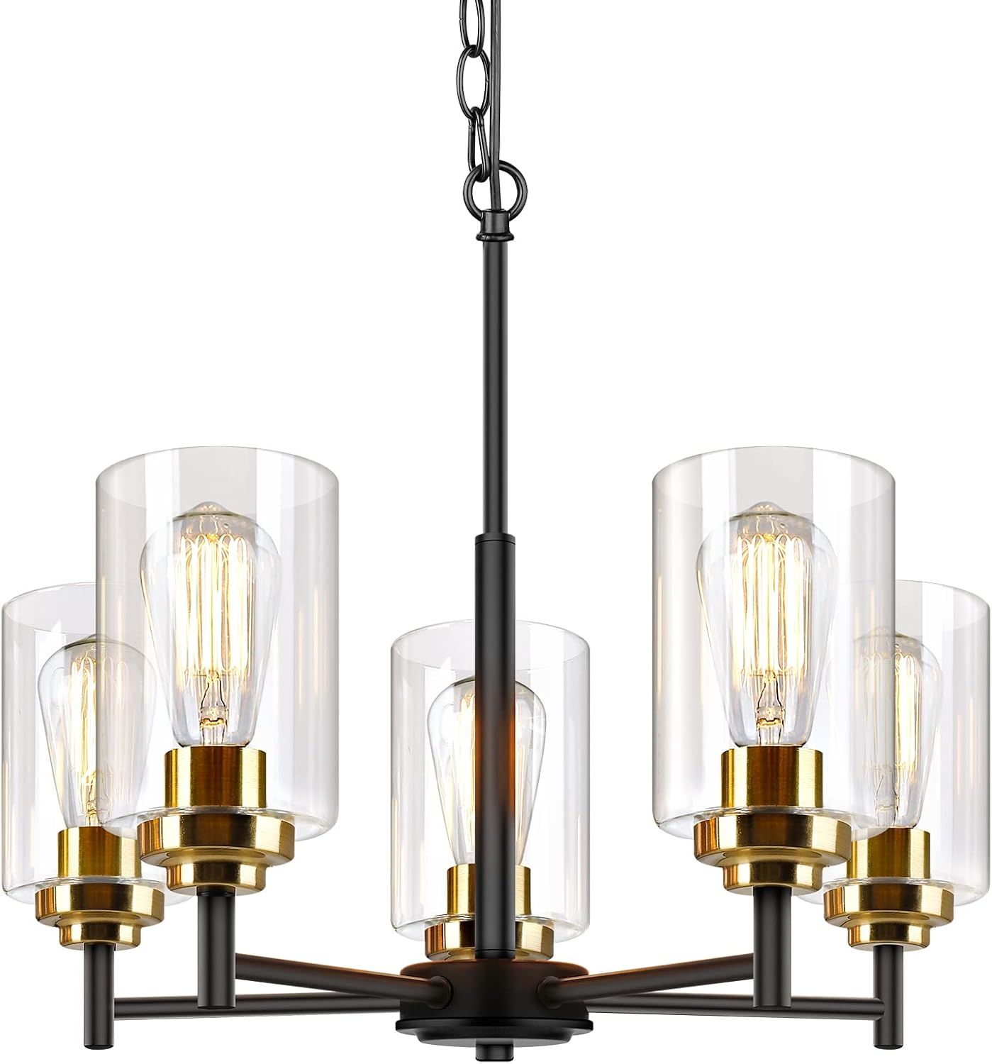 Sucolite 5-Light Chandelier with Clear Glass Shades 3358-P5 - Black/Gold by Sucolite - Refurbished - Very Good condition - US$64.05