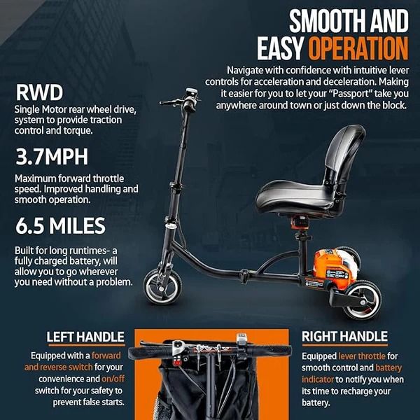 SuperHandy 3 Wheel Mobility Scooter Electric Powered Lightest GUT112 - Orange by SuperHandy - Refurbished - Very Good condition - Image 2