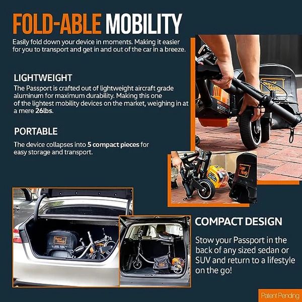 SuperHandy 3 Wheel Mobility Scooter Electric Powered Lightest GUT112 - Orange by SuperHandy - Refurbished - Very Good condition - Image 3