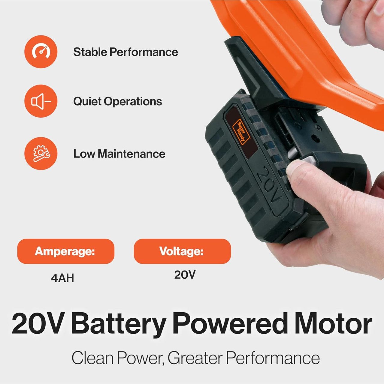 SuperHandy GUT132 Electric Snow Thrower 20V 4Ah Battery 10" Clearing Width - Orange by SuperHandy - Image 3