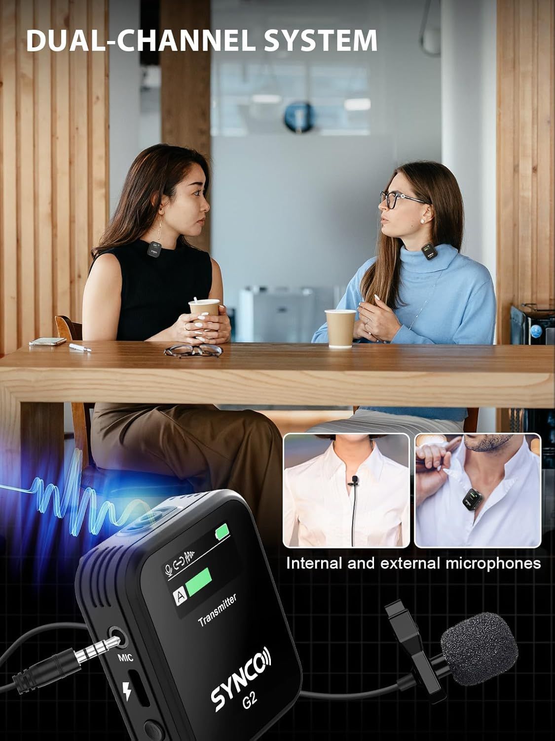 Synco Wireless Lavalier Microphone G2A2 - Black by Synco - Refurbished - Very Good condition - Image 2