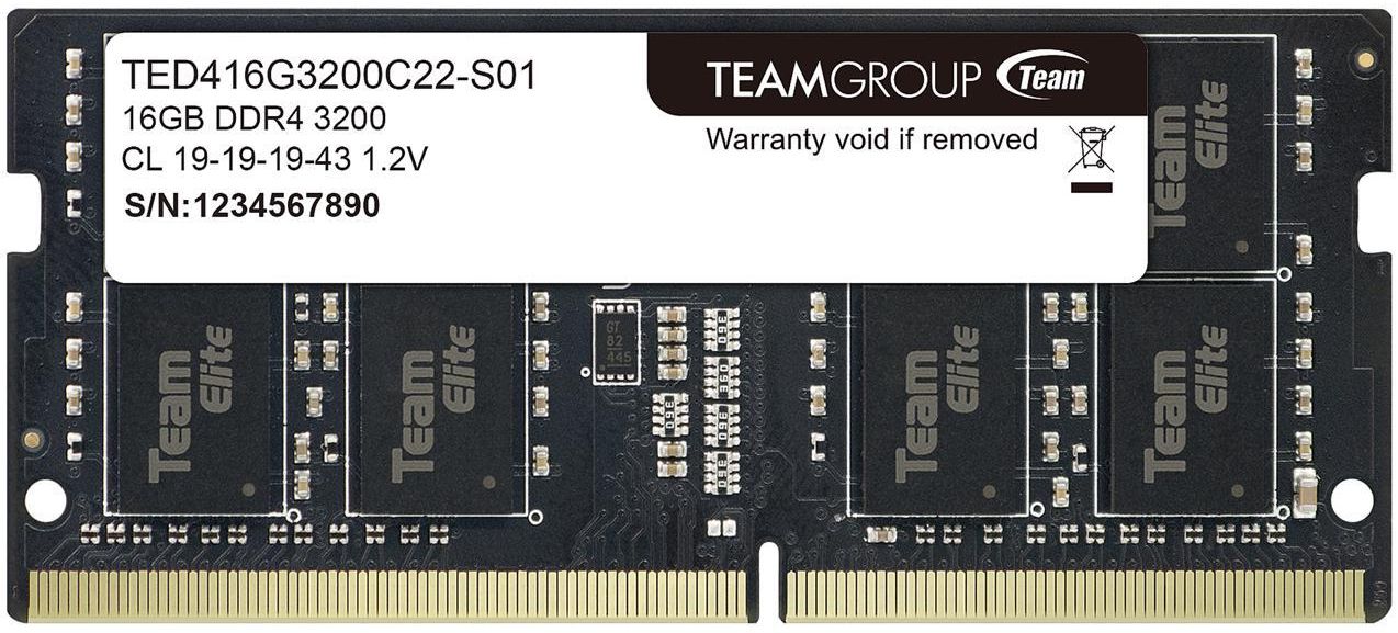 Team Group Elite 16GB DDR4 SO-DIMM Laptop Memory - Black by Team Group - Refurbished - Very Good condition - US$298.14