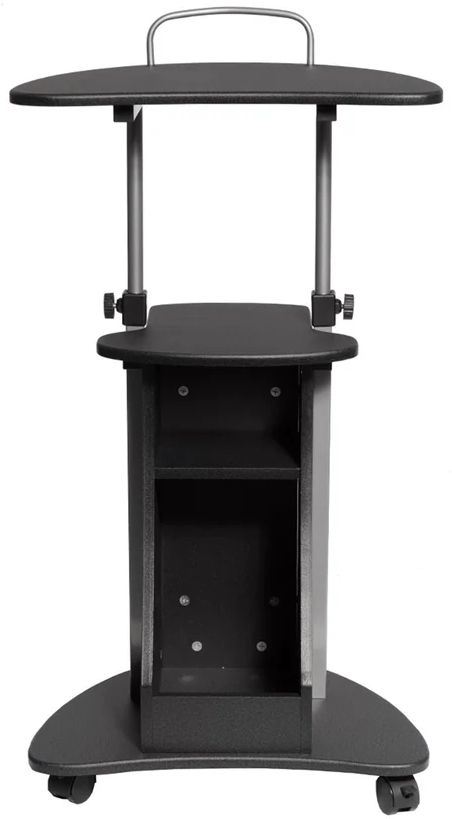 Techni Mobili Sit-to-Stand Rolling Adjustable Height Laptop Cart with Storage - Black by Techni Mobili - Refurbished - Very Good condition - US$97.53