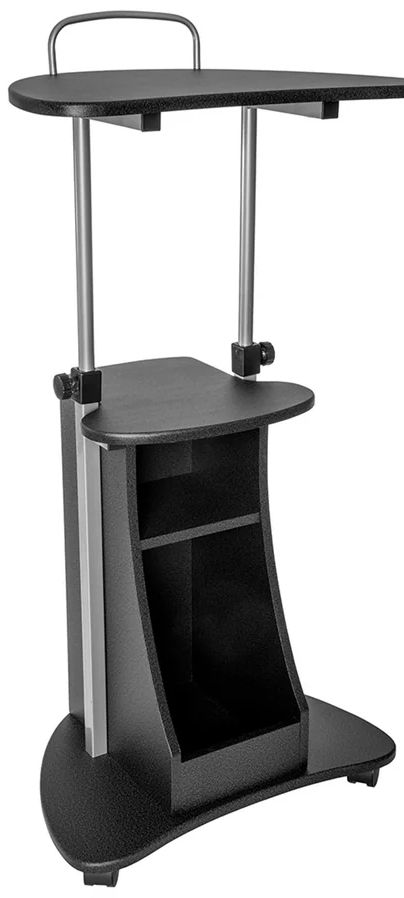 Techni Mobili Sit-to-Stand Rolling Adjustable Height Laptop Cart with Storage - Black by Techni Mobili - Image 2