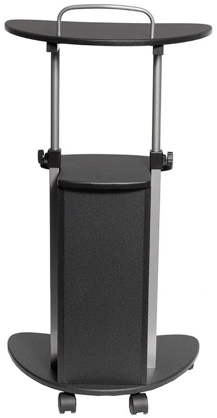 Techni Mobili Sit-to-Stand Rolling Adjustable Height Laptop Cart with Storage - Black by Techni Mobili - Image 4