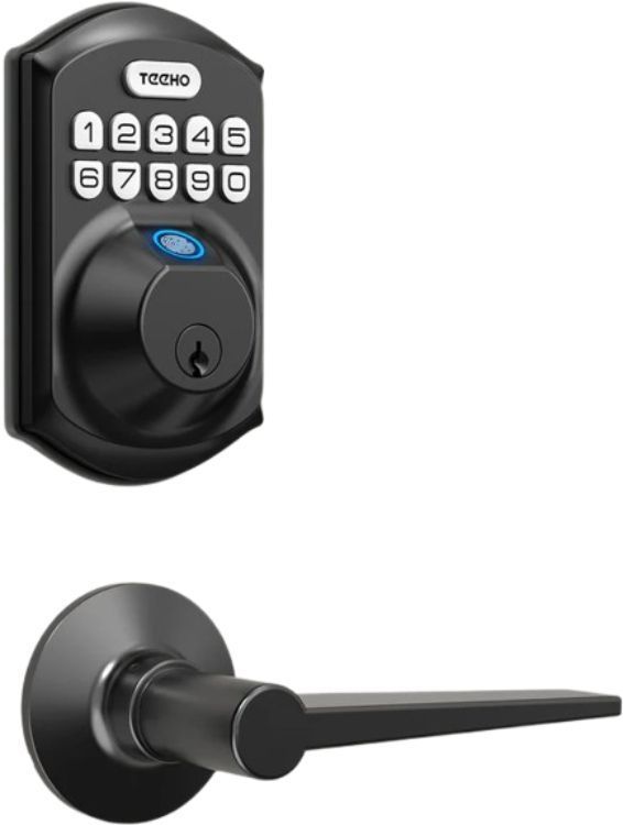 TEEHO TE002L Fingerprint Door Lock with 2 Lever Handle - Matte Black by TEEHO - Refurbished - Very Good condition - US$37.99