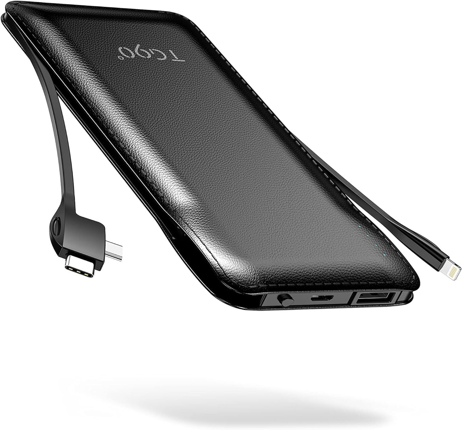 TG90 degrees 10000mah Portable Charger Power Bank with Built-in Cables - Black by TG90 degrees - Refurbished - Like New condition - US$25.98