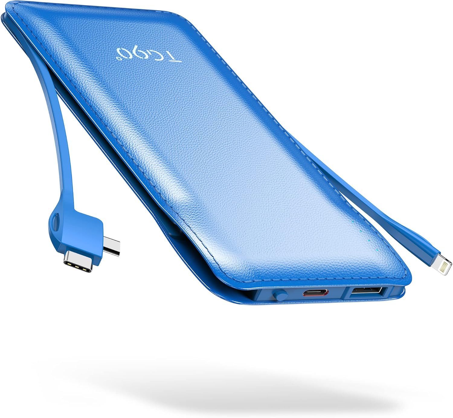 TG90 degrees 10000mah Portable Charger Power Bank with Built-in Cables - Blue by TG90 degrees - Refurbished - Premium condition - US$20.98