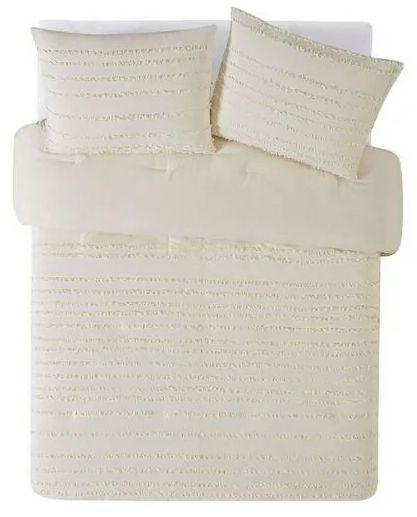 The Prairie By Rachel Ashwell 3 Piece Textured Stripe Comforter Set Queen - Creme by The Prairie - Refurbished - Brand New condition - US$61.48