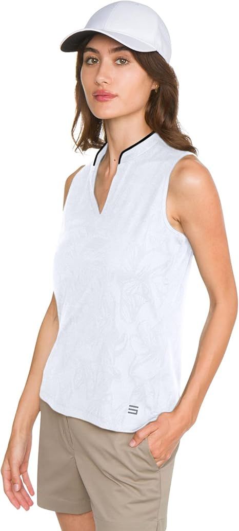 Three Sixty Six Women's Collarless Floral Golf Polo Shirt - M - White by Three Sixty Six - Image 2