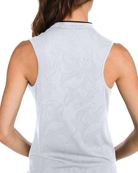 Three Sixty Six Women's Collarless Floral Golf Polo Shirt - M - White by Three Sixty Six - Image 3