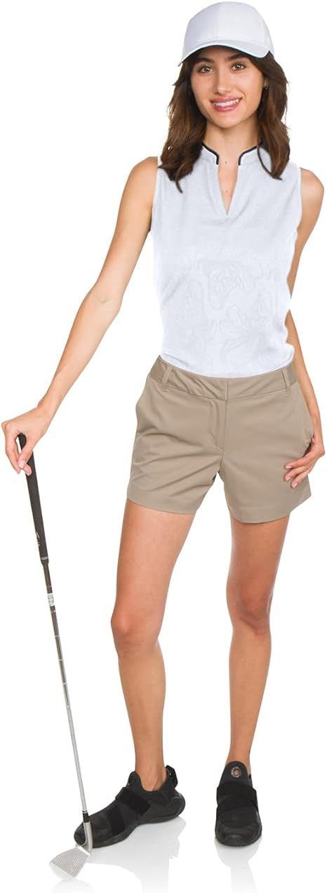 Three Sixty Six Women's Collarless Floral Golf Polo Shirt - M - White by Three Sixty Six - Image 4