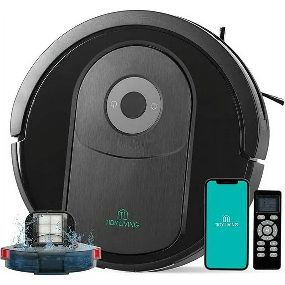 Tidy Living Robot Vacuum Cleaner 2-in-1 Robot Vacuum and Mop with 4000Pa - Black by Tidy Living - Refurbished - Very Good condition - US$92.07