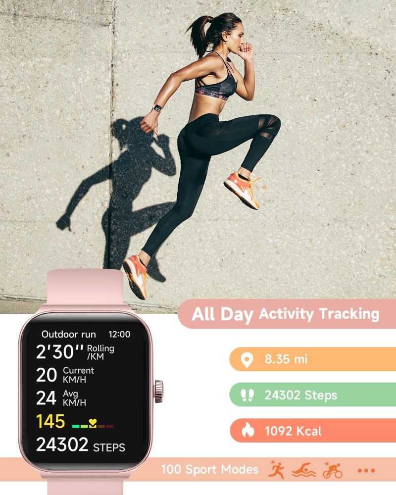 TOOBUR IDW16 Smartwatch - 49mm - Pink Plastic Case with Pink Silicone Silicone Band by TOOBUR - Refurbished - Very Good condition - Image 5