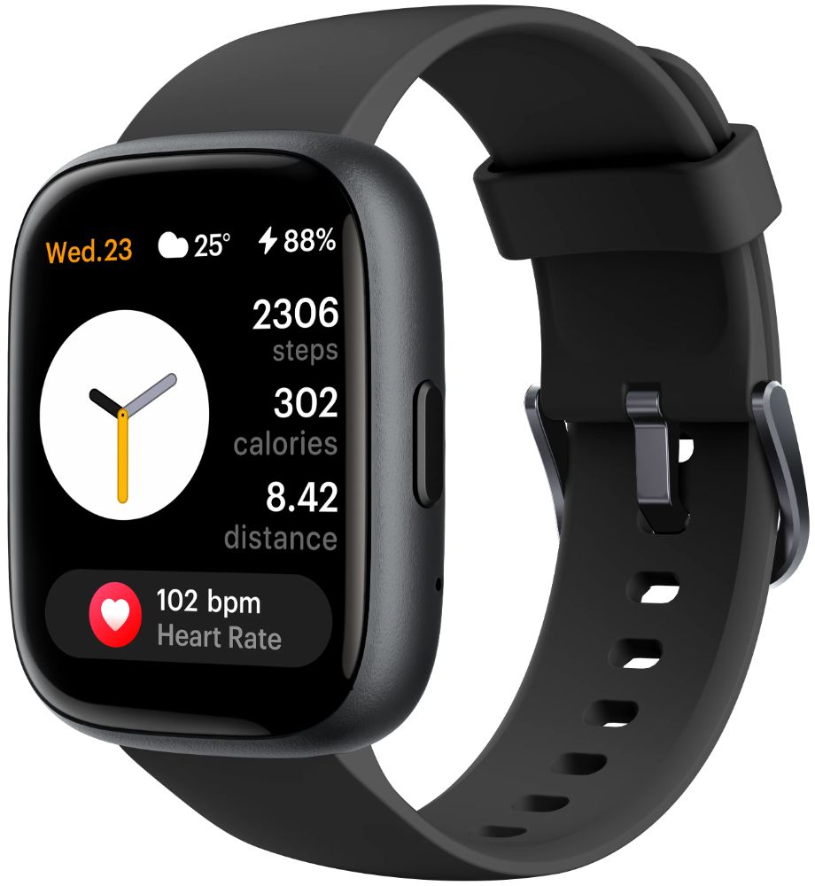 TOOBUR IDW26 Smartwatch - 46mm - Black Plastic Case with Black Silicone Silicone Band by TOOBUR - Refurbished - Very Good condition - US$30.98