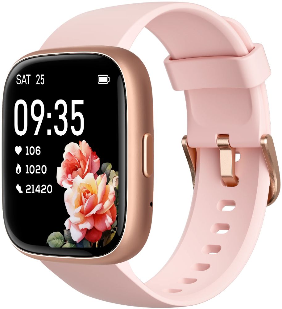 TOOBUR IDW26 Smartwatch - 46mm - Rose Gold Plastic Case with Pink Silicone Silicone Band by TOOBUR - Refurbished - Very Good condition - US$20.98
