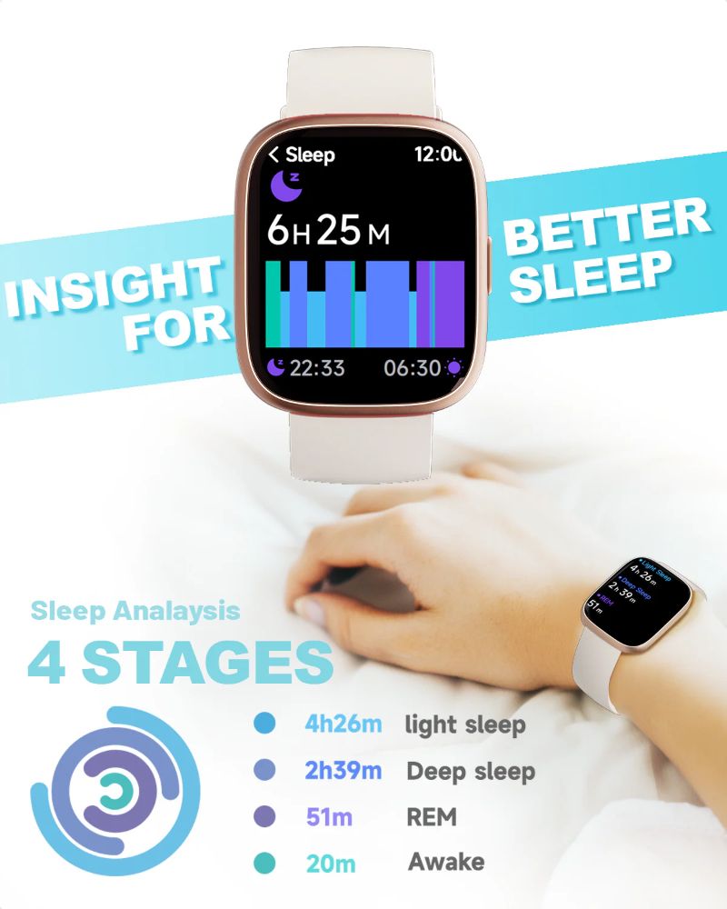 TOOBUR IDW26 Smartwatch - 46mm - Rose Gold Plastic Case with Pink Silicone Silicone Band by TOOBUR - Image 4
