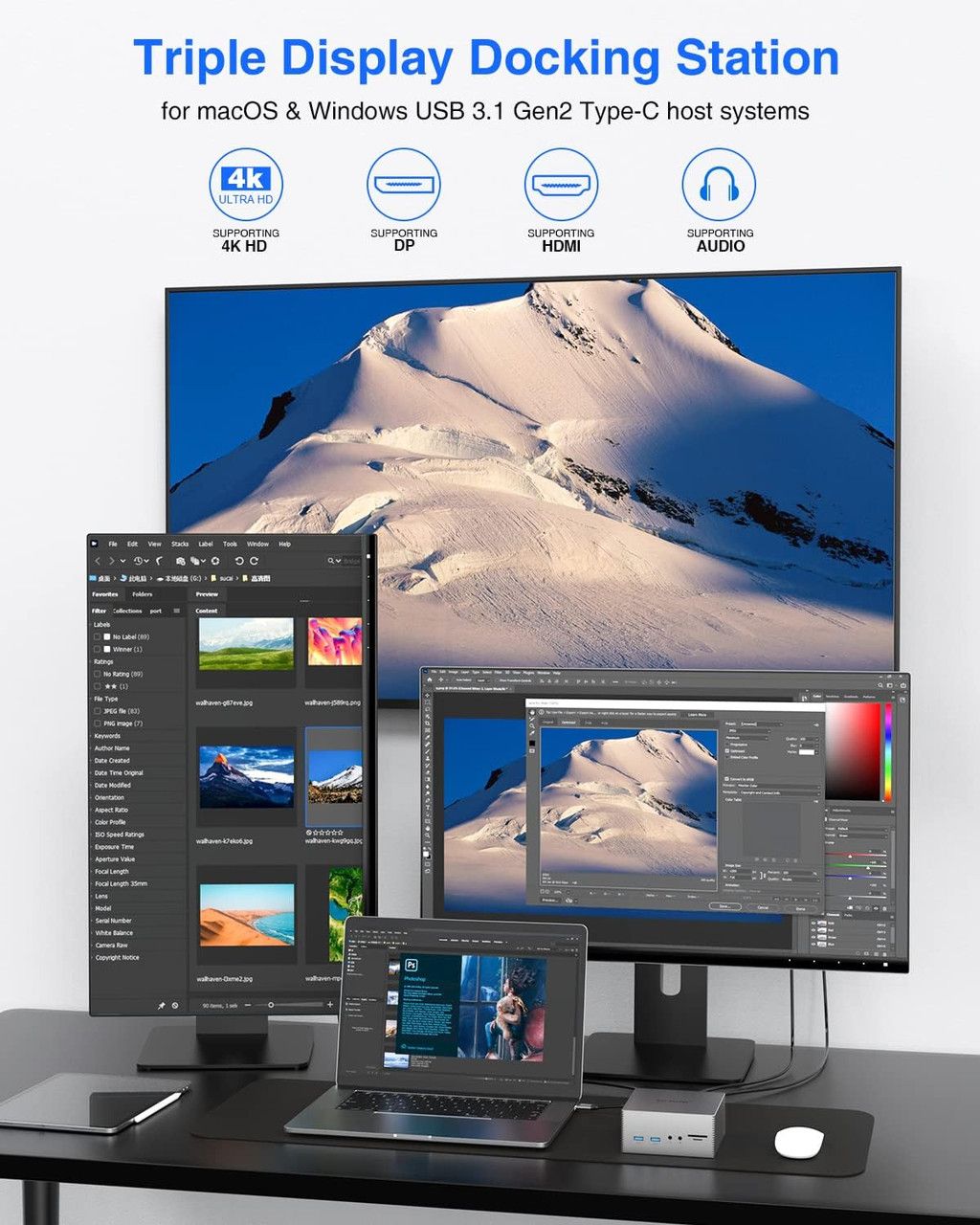 TOTU Universal USB-C 4K Triple Display Docking Station - Space Grey by TOTU - Image 3