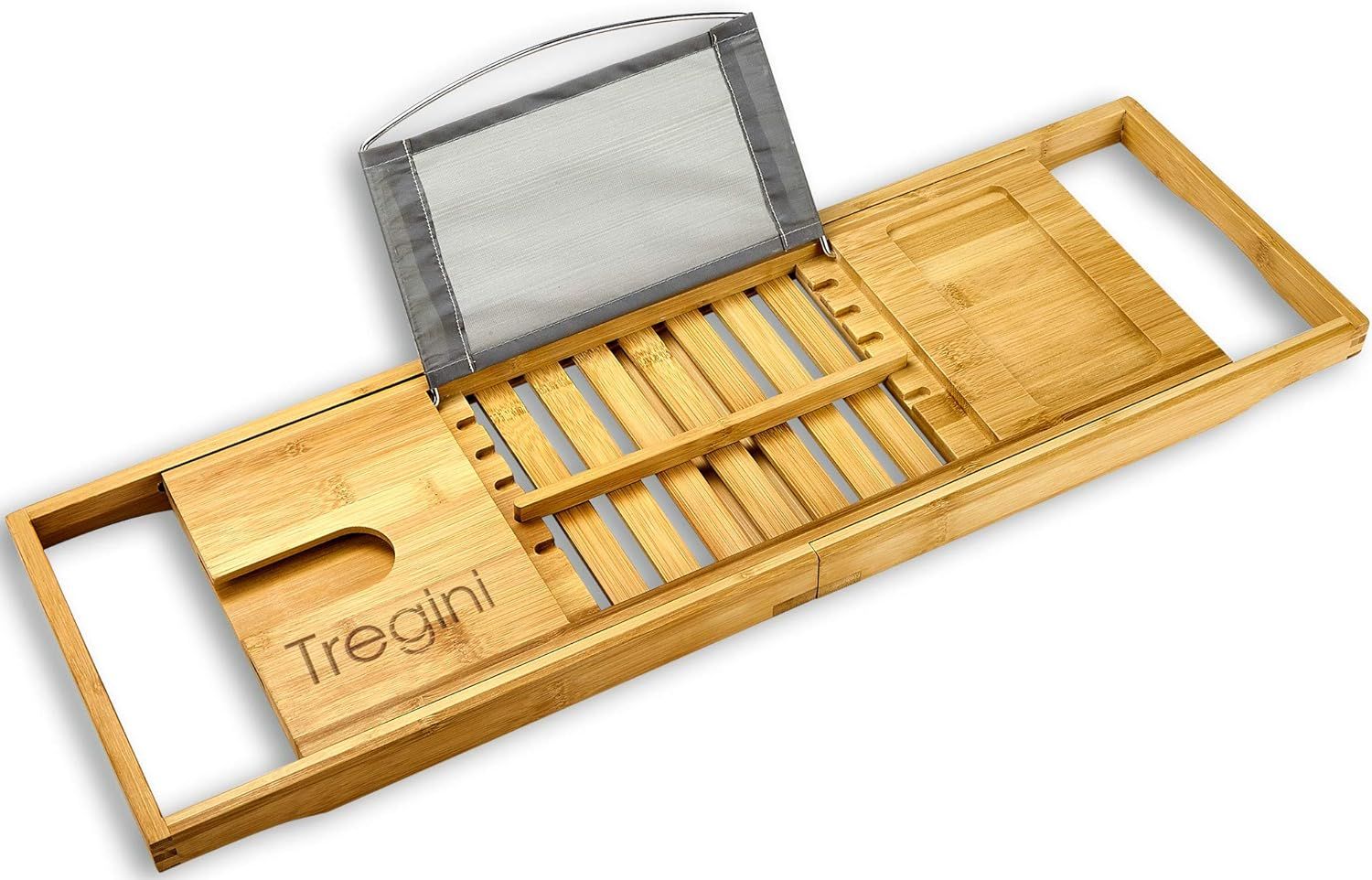 Tregini Luxury Bathtub Adjustable Bamboo Wood Tray Caddy - Brown by Tregini - Refurbished - Very Good condition - US$36.09