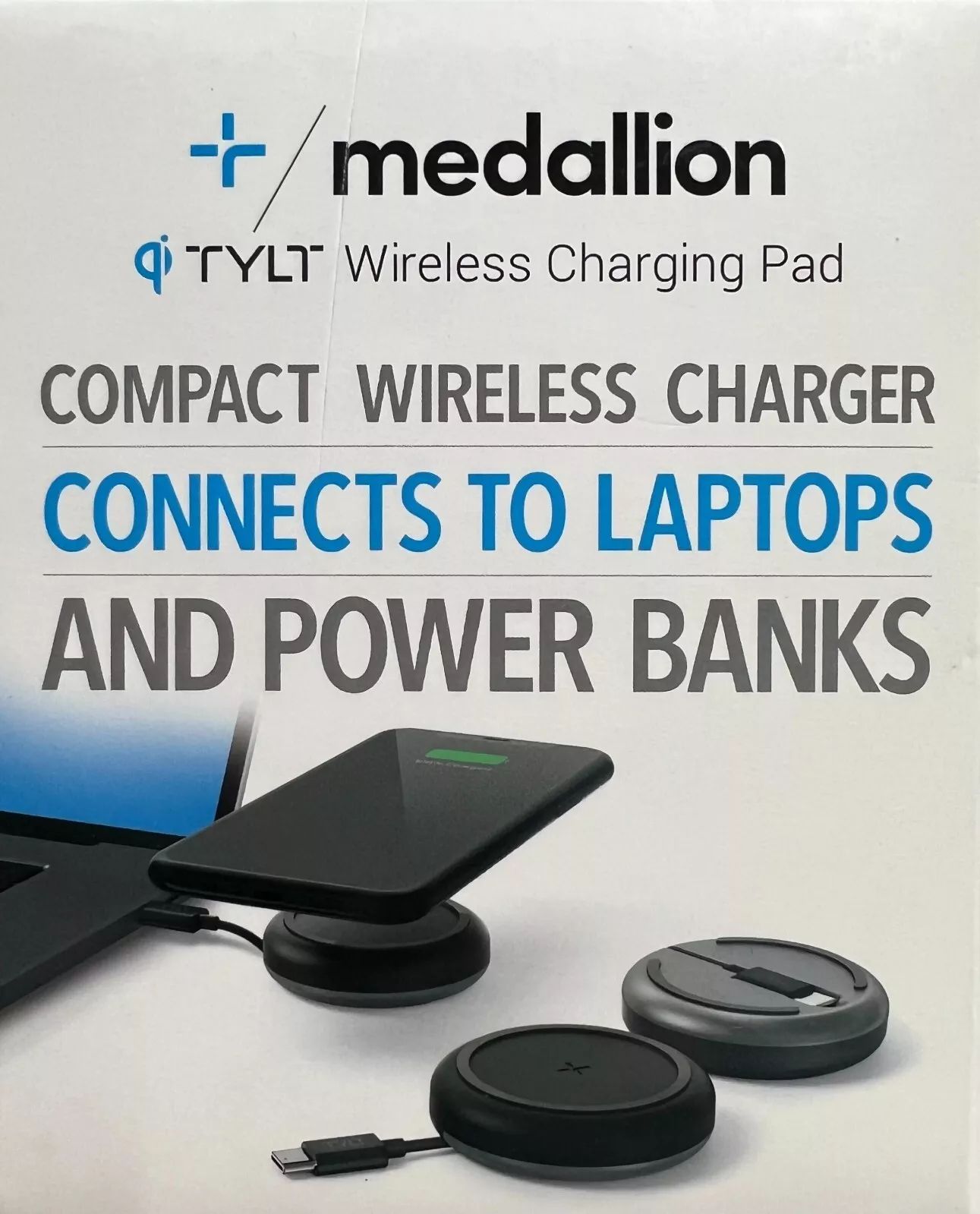 TYLT Medallion Portable Wireless Charging Pad - Black by TYLT - Refurbished - Brand New condition - US$20.98