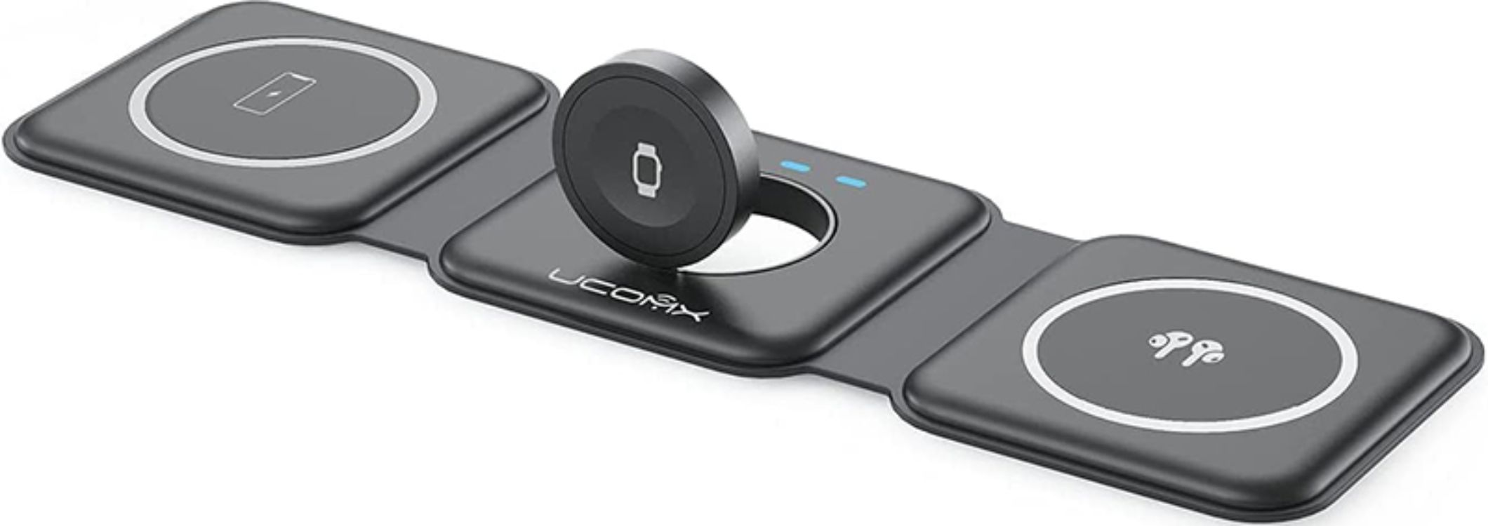 UCOMX Nano 3 in 1 Wireless Charger with Adapter - Black by UCOMX - Refurbished - Very Good condition - US$26.88