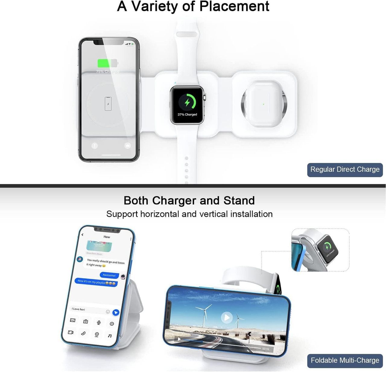 UCOMX Nano 3 in 1 Wireless Charger with Adapter - White by UCOMX - Image 2