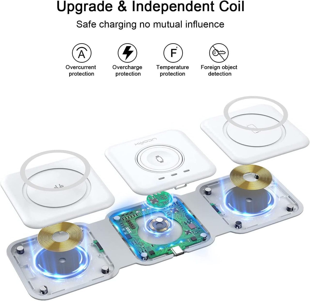 UCOMX Nano 3 in 1 Wireless Charger with Adapter - White by UCOMX - Image 3