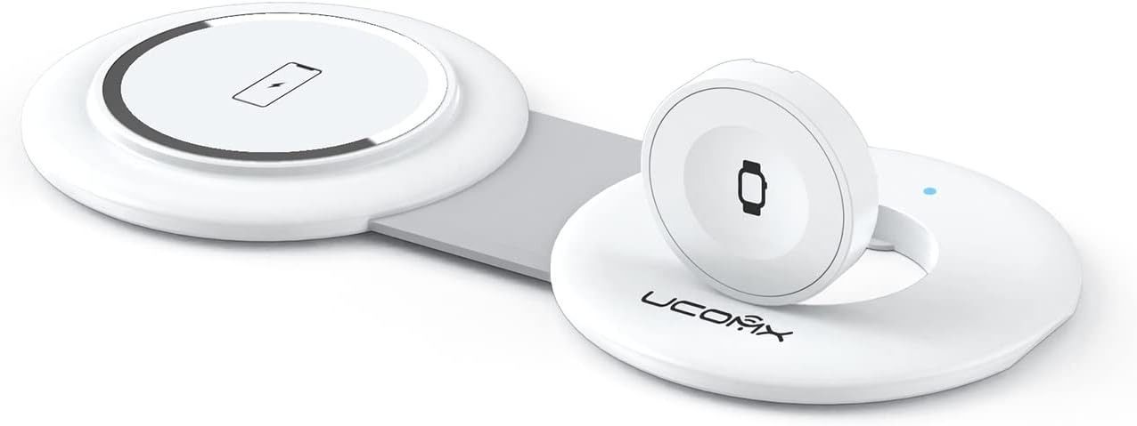 UCOMX Nano Mini Magnetic 2 in 1 Wireless Charger - White by UCOMX - Refurbished - Very Good condition - US$21.63