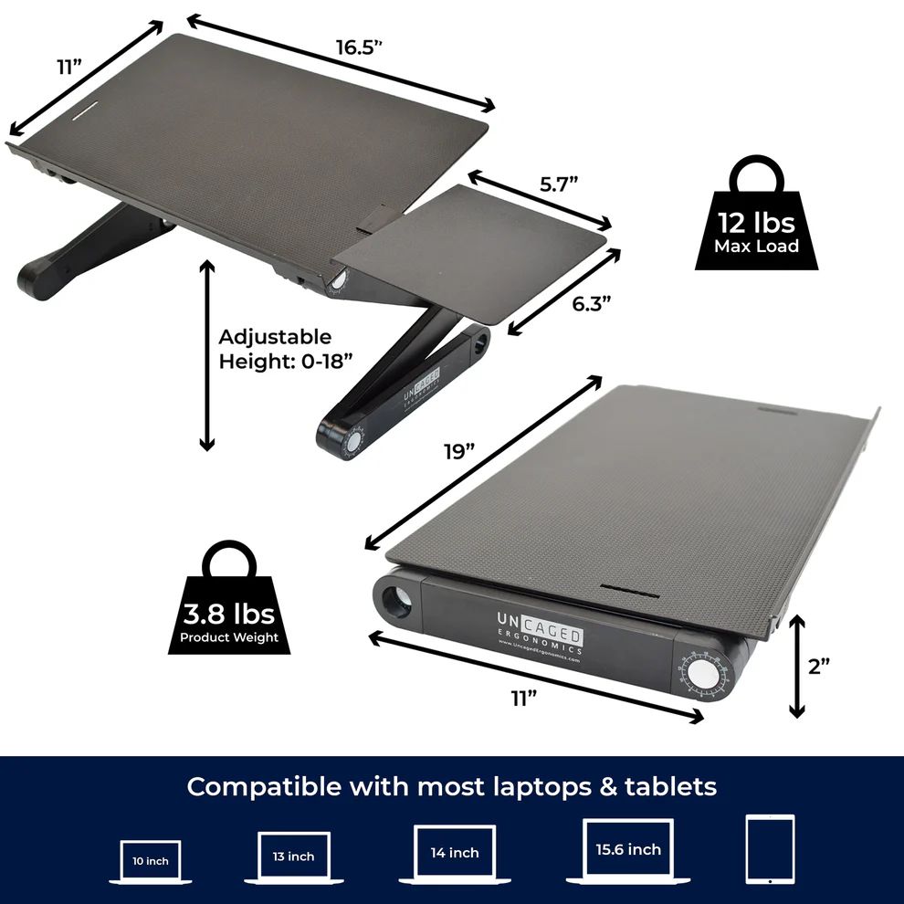 Uncaged Ergonomics WorkEZ Best Laptop Stand & Lap Desk - Black by Uncaged Ergonomics - Image 3