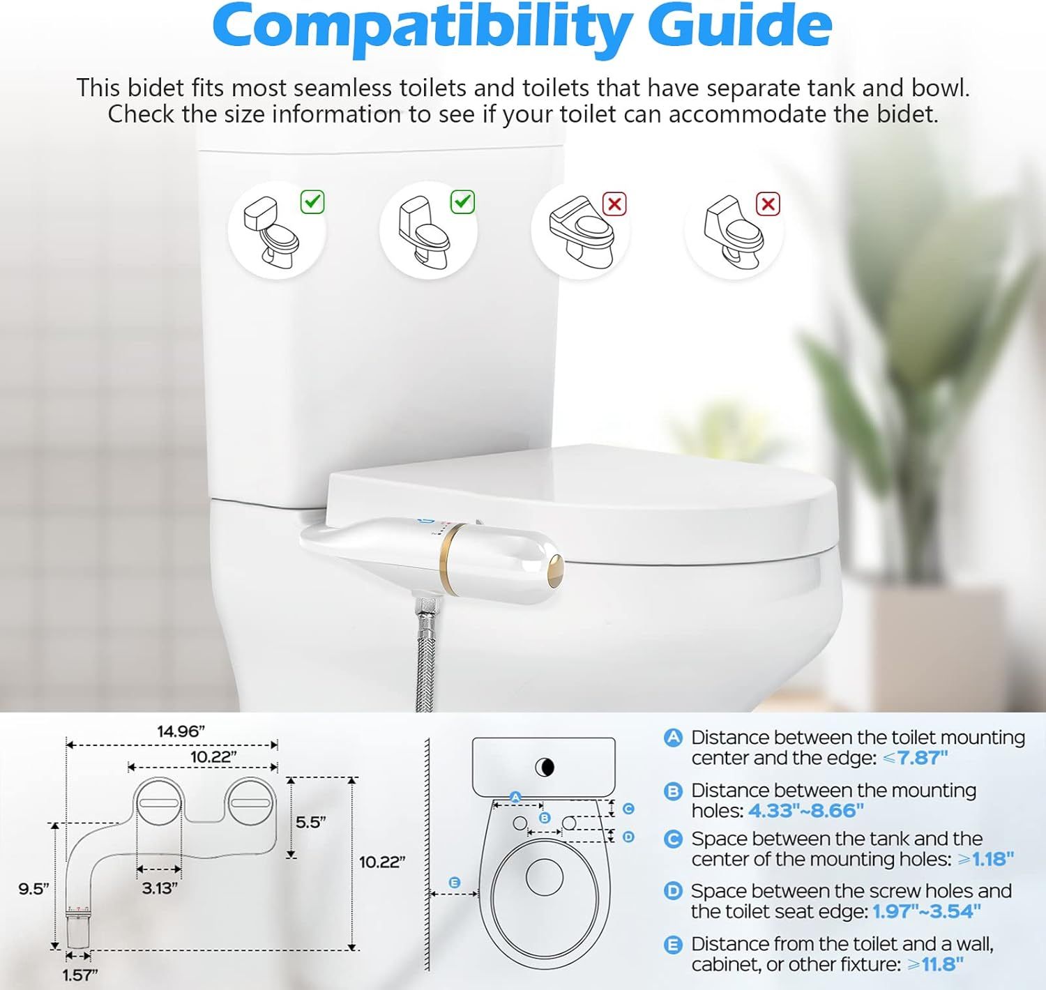 Uncahome Bidet Toilet Seat Attachment Non-Electric Dual Nozzle - White by Uncahome - Image 2