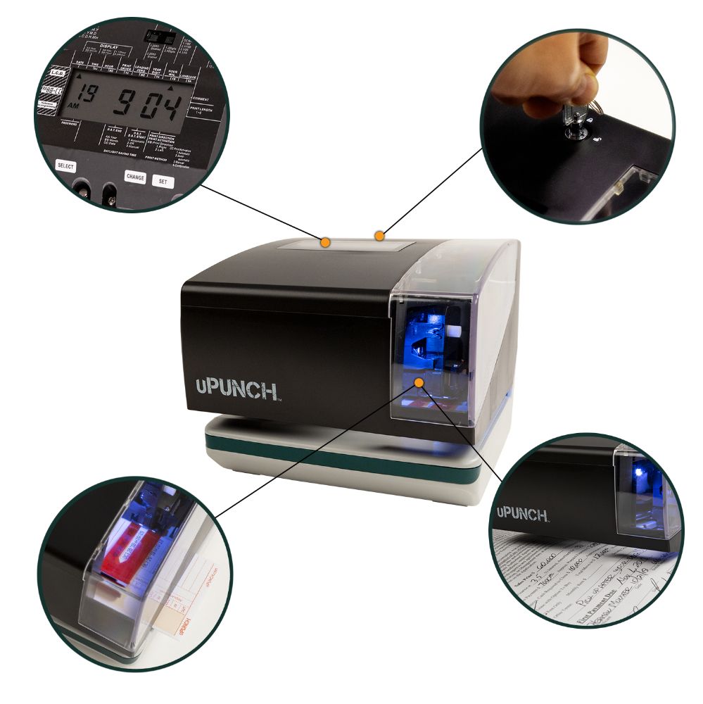 uPunch CR1000 Digital Time Clock and Date Stamp with 50 Time Cards - Black by uPunch - Image 4