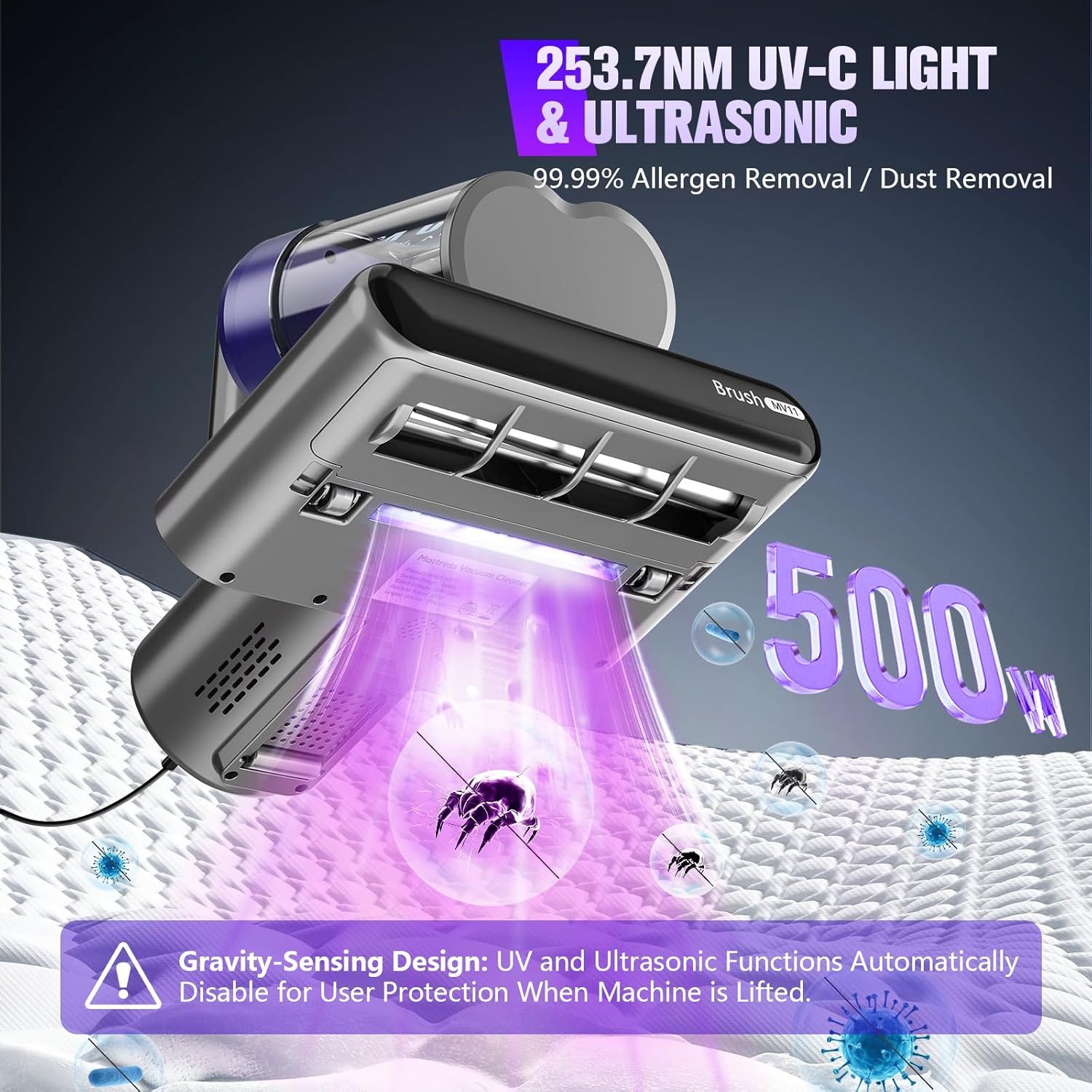 UZK MV11-02 Mattress Vacuum Bed Vacuum with UV-C Light - Black by UZK - Refurbished - Very Good condition - Image 2