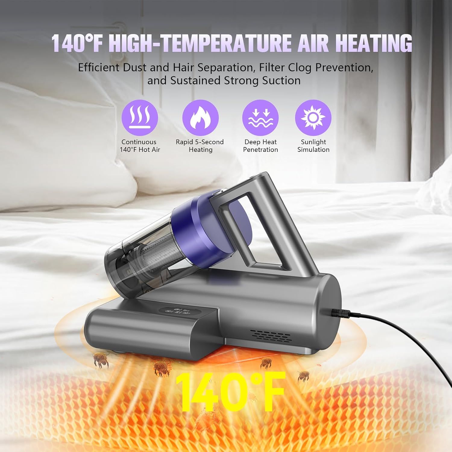 UZK MV11-02 Mattress Vacuum Bed Vacuum with UV-C Light - Black by UZK - Refurbished - Very Good condition - Image 4