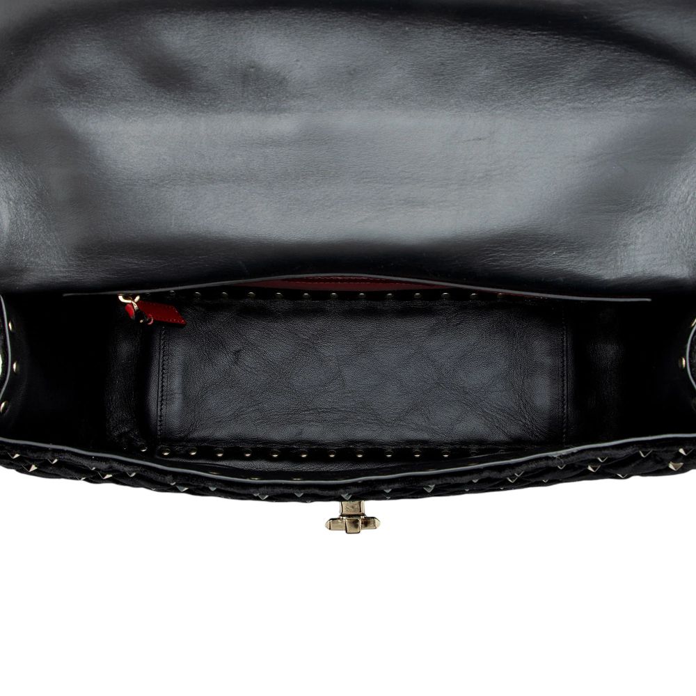 Valentino Velvet Rockstud Spike Up Shoulder Bag - Velvet - Black by Valentino - Image 6