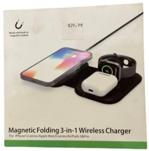 Van Sicklen Magnetic Folding 3-IN-1 Wireless Charger for Apple - Black by Van Sicklen - Refurbished - Very Good condition - US$42.50