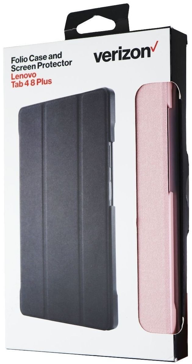 Verizon Folio Tablet Case and Screen Protector for Lenovo Tab 4 8 Plus - Pink by Verizon - Refurbished - Brand New condition - US$20.98