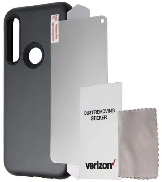 Verizon Rugged Phone Case and Blue Light Screen Protector for Motorola Moto G Power - Black by Verizon - Refurbished - Brand New condition - US$19.99