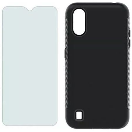Verizon Rugged Phone Case and Blue Light Screen Protector for Samsung Galaxy A01 - Black by Verizon - Refurbished - Good condition - US$19.99