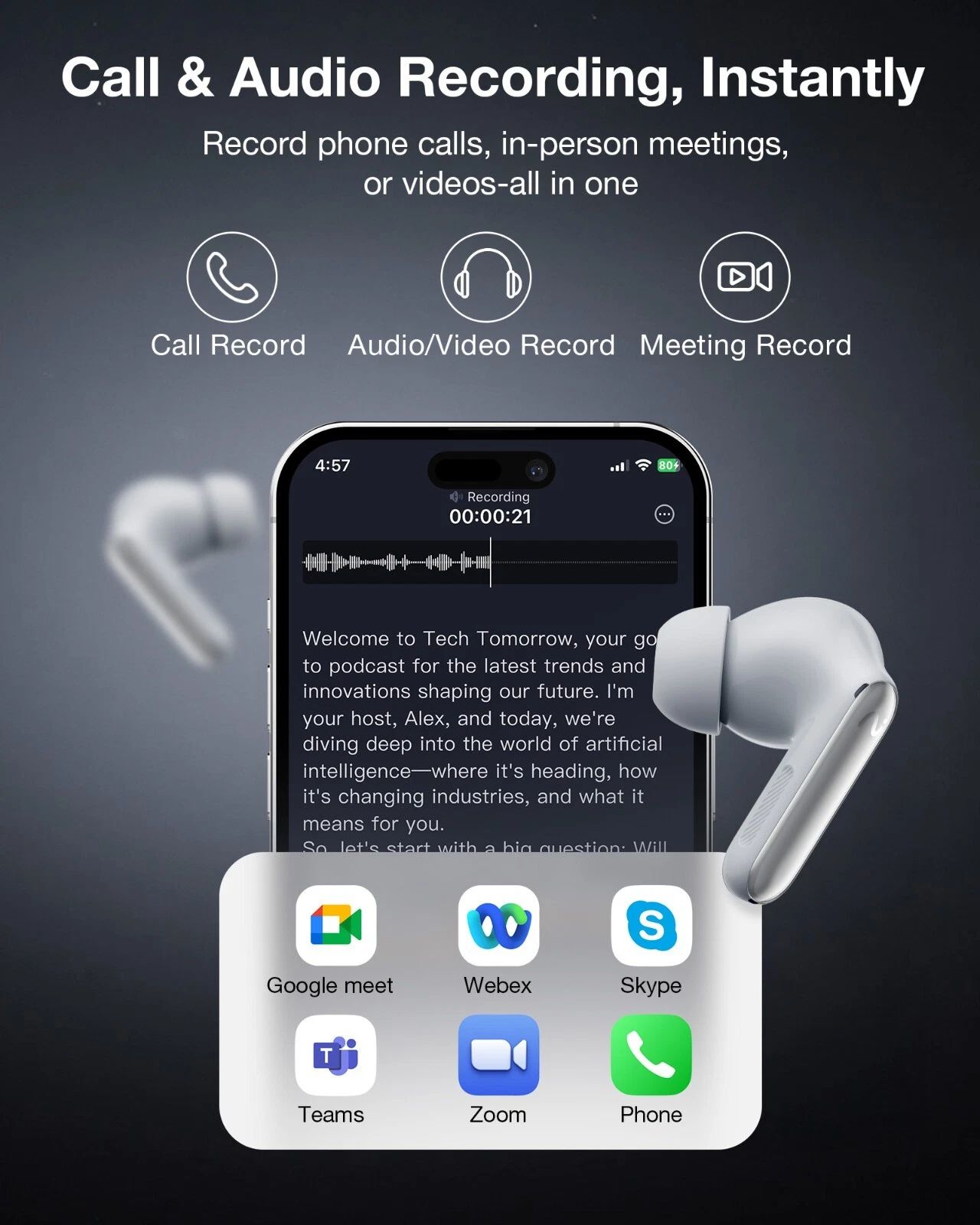 viaim RecDot AI Note Taking Recorder Wireless Earbuds - Black by viaim - Image 8