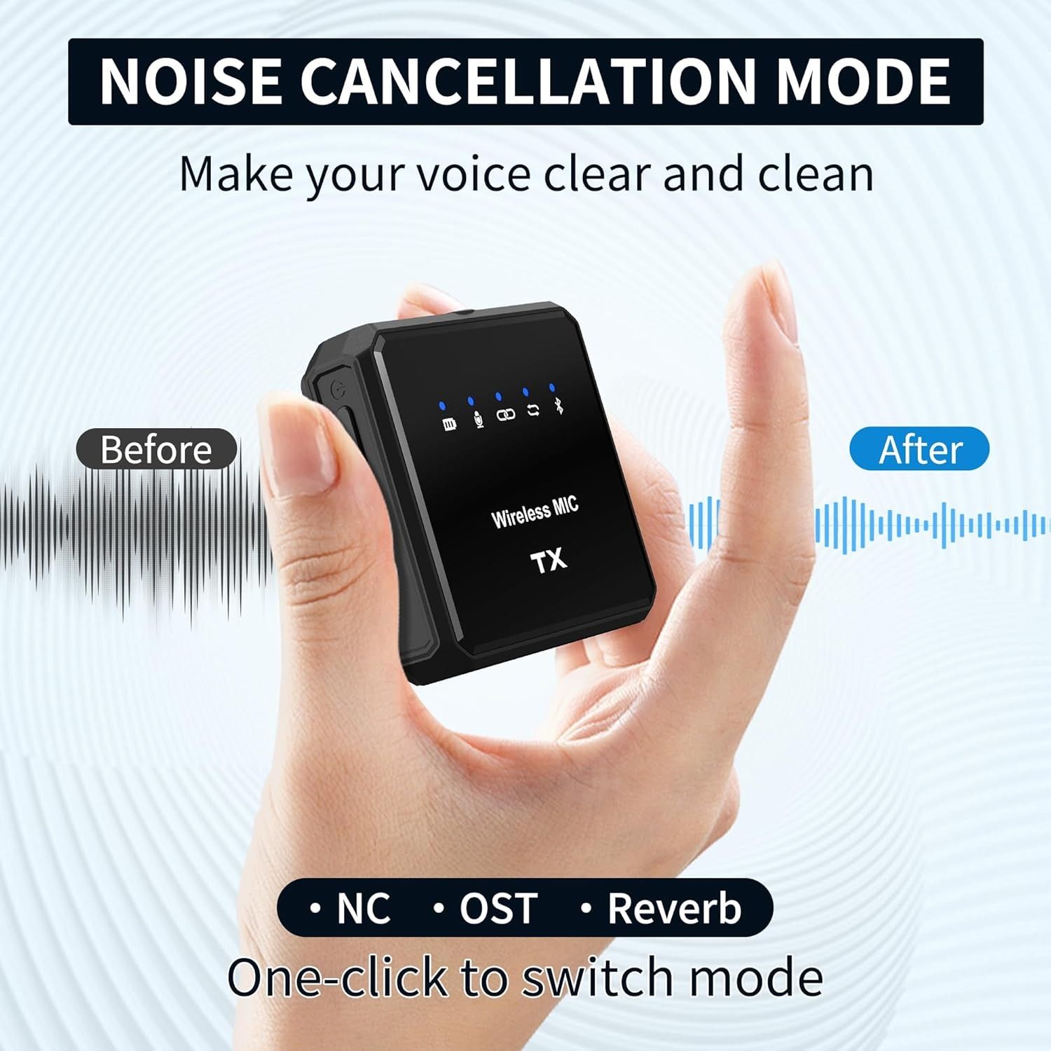 VJZFA Wireless Lavalier Microphone with Noise Cancellation - Black by VJZFA - Image 2