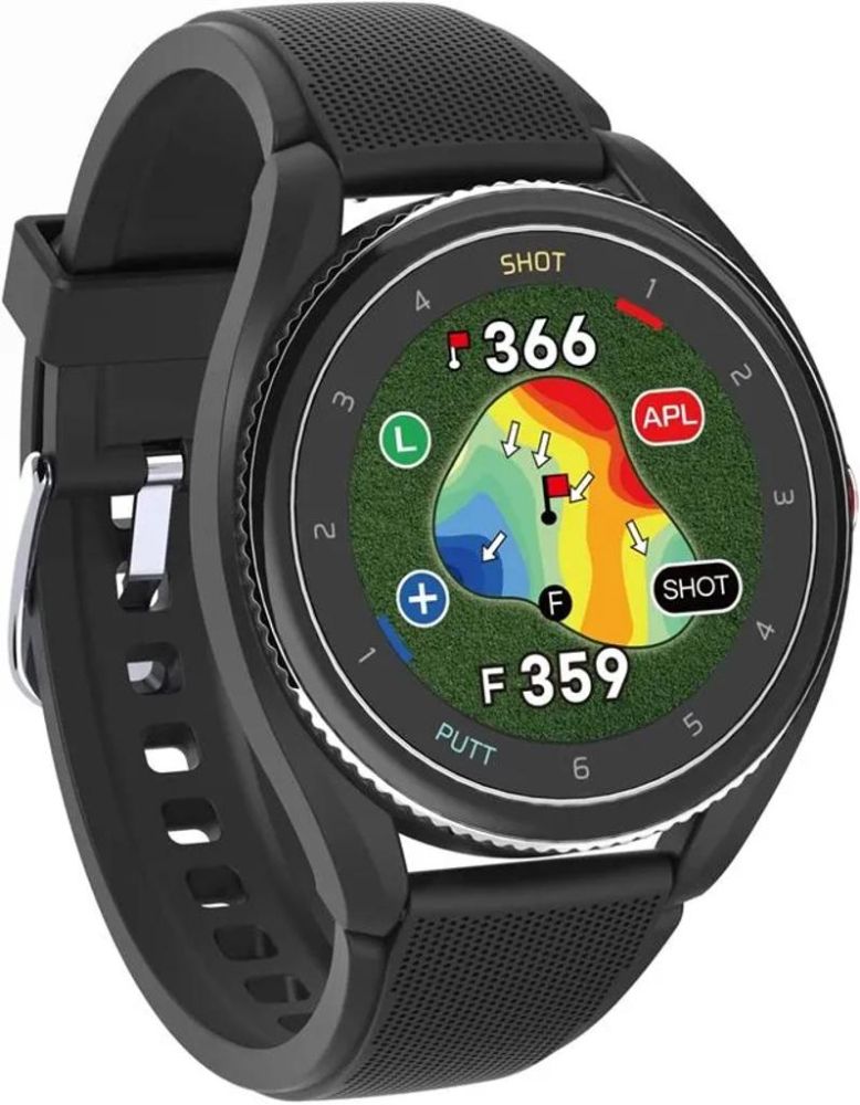 Voice Caddie T9 Golf GPS Watch - 30.4mm - Black Plastic Case with Black Silicone Silicone Band by Voice Caddie - Image 2