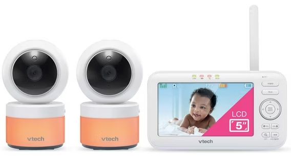 VTech VM5263-2 5” Inch Digital Video Baby Monitor with 2 Pan - White by VTech - Refurbished - Brand New condition - CA$162.48