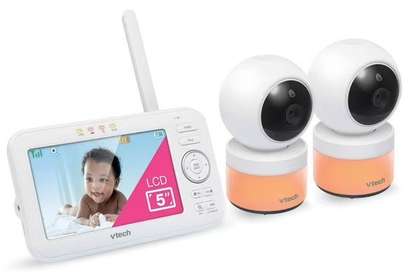 VTech VM5263-2 5” Inch Digital Video Baby Monitor with 2 Pan - White by VTech - Image 2