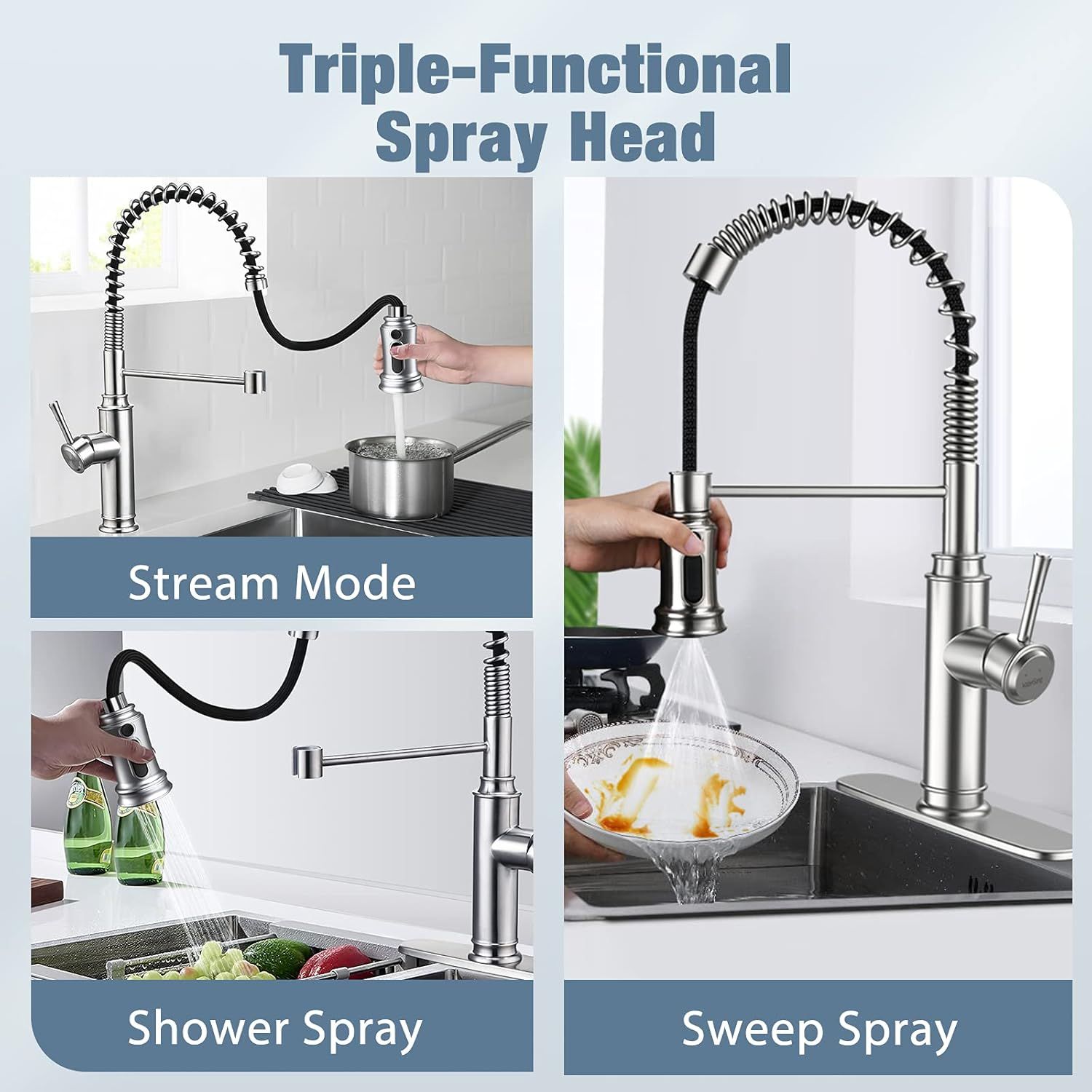 WaterSong Kitchen Sink Pull-Down Faucet WS062100BN - Stainless Steel by WaterSong - Image 2