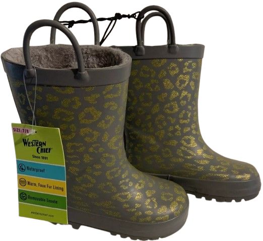 Western Chief Fancy Feline Rain Boots - Grey/Green by Western Chief - Refurbished - Brand New condition - US$25.98
