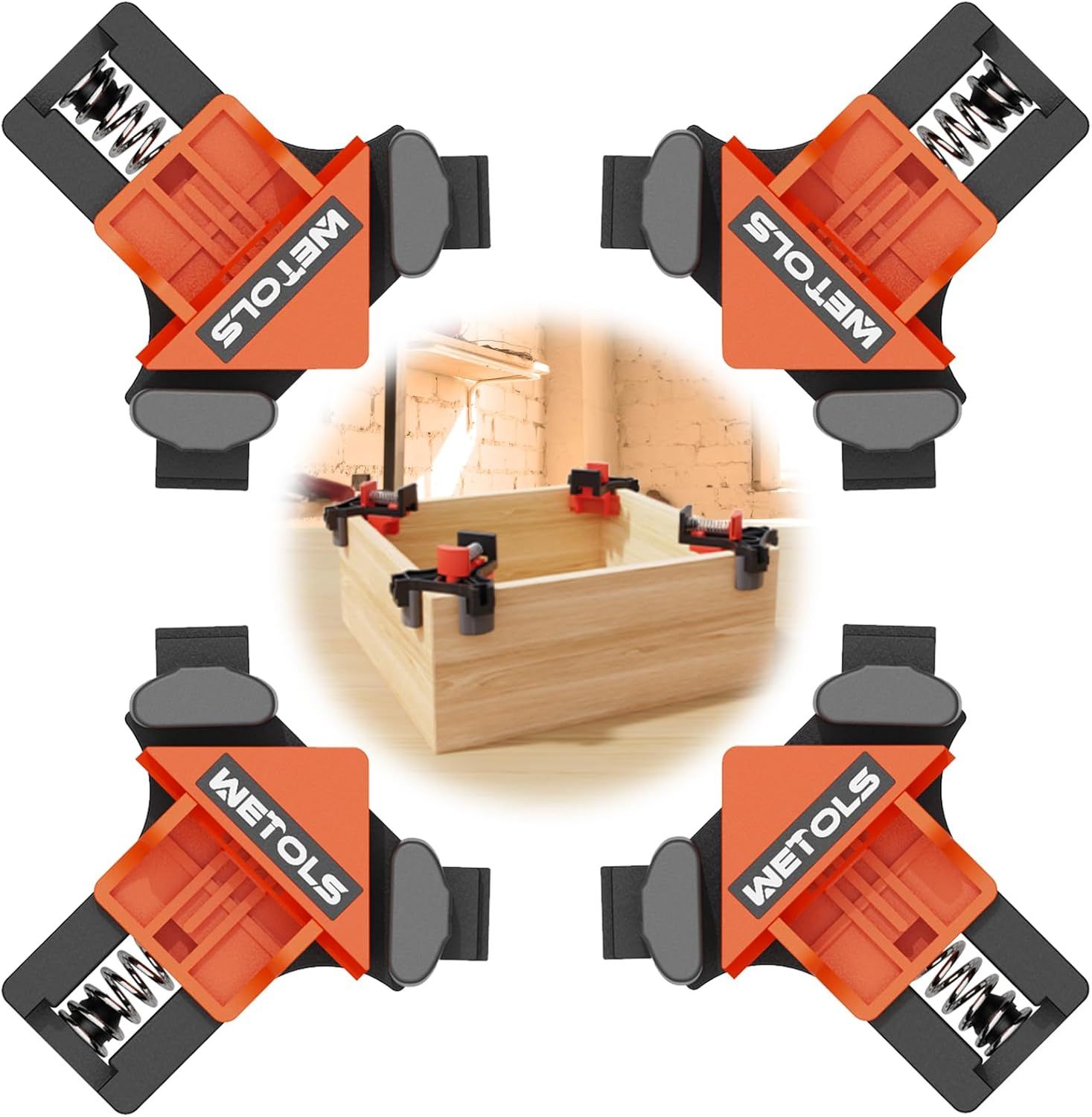 Wetols Corner Clamp for Woodworking (4Pieces) - Orange by Wetols - Refurbished - Very Good condition - US$21.84