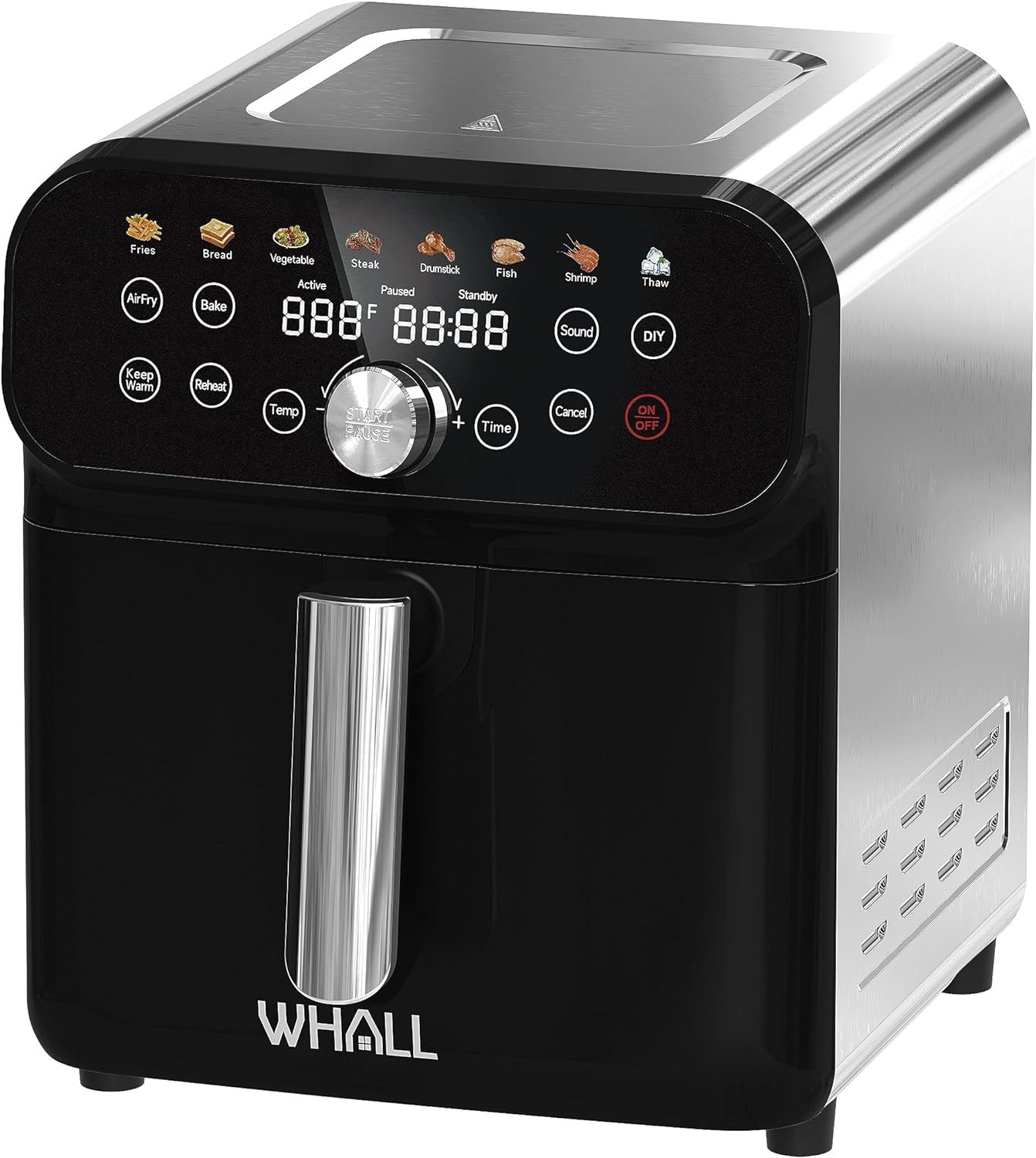 Whall 12-in-1 6.2QT Air Fryer with LED Digital Touchscreen - Black/Stainless Steel by Whall - Refurbished - Very Good condition - US$63.99