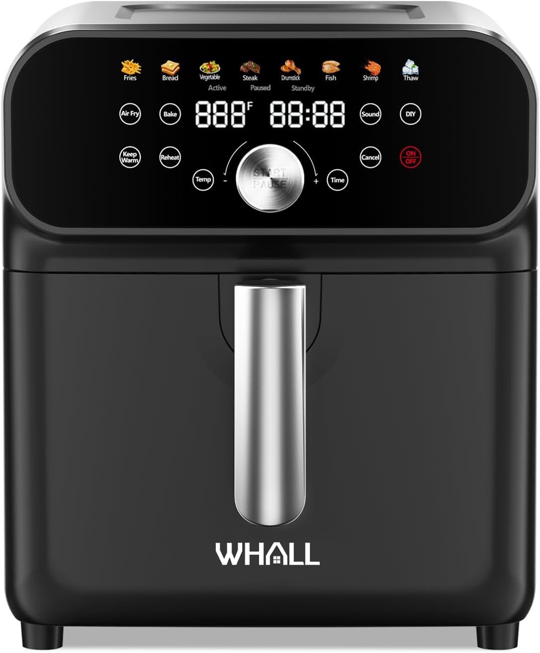 Whall 12-in-1 6.2QT Air Fryer with LED Digital Touchscreen - Black/Stainless Steel by Whall - Image 2