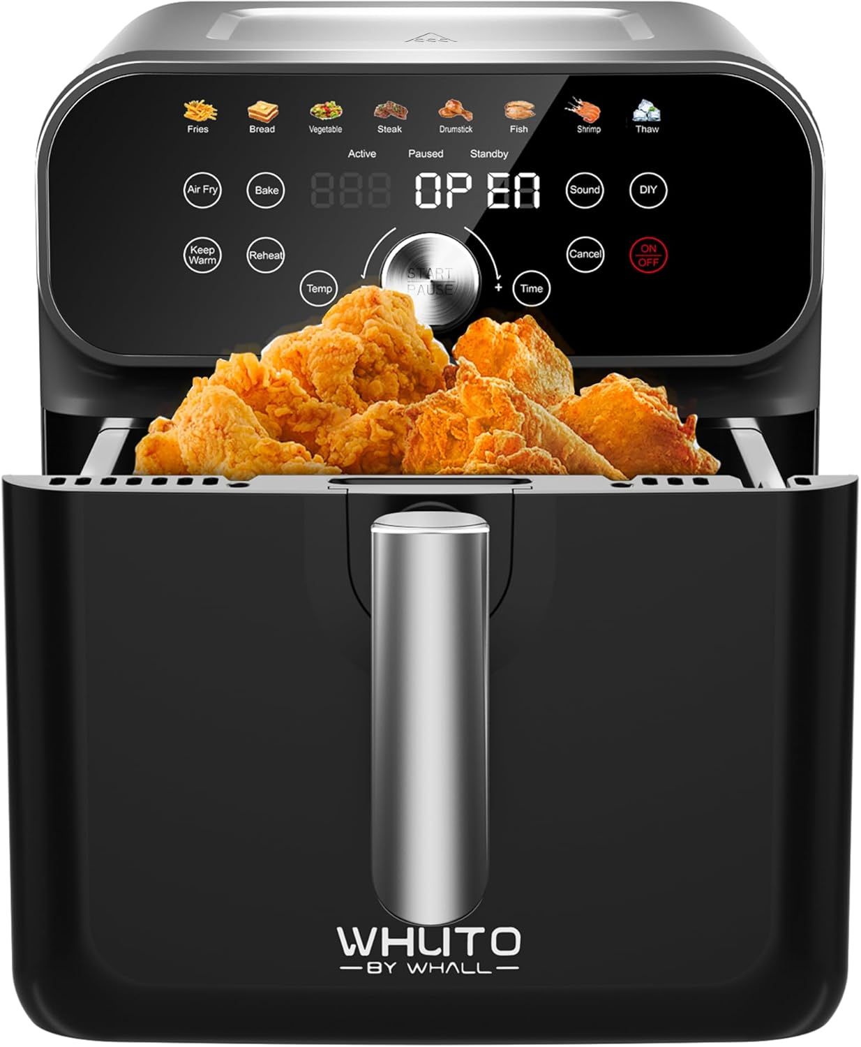 Whall 12-in-1 6.2QT Air Fryer with LED Digital Touchscreen - Black/Stainless Steel by Whall - Image 3