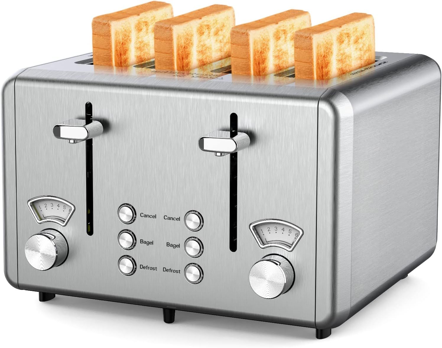 Whall KST023GU 4 Slice Toaster with 6 Bread Shade Settings - Silver by Whall - Image 2